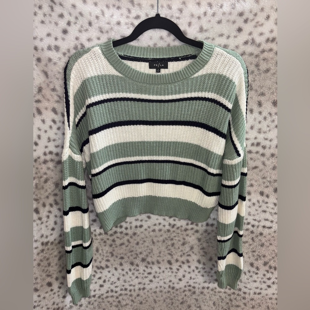 WOMENS PS/LA STRIPED CROP SWEATER